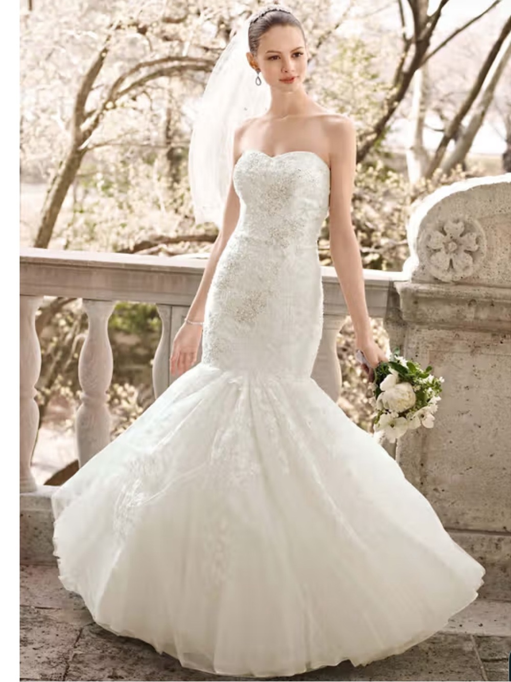 Stunning Oleg Cassini Beaded Tulle Wedding Gown
